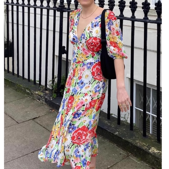 Rixo London Corrine Midi Dress - Floral Multi - Picture 1 of 11